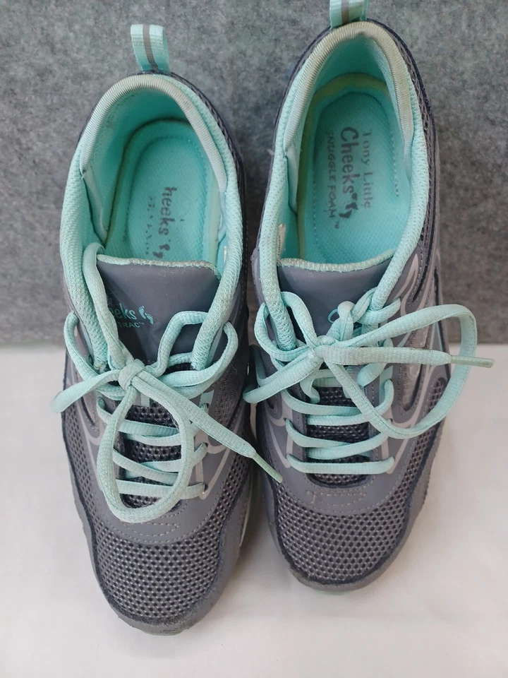 Cheeks by Tony Little Zapatos Atléticos Air Trac Entrenador Tenis Gris Aqua Trim 9 Foto 1 de 4