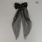 New Net Red Super Fairy Mesh Ribbon Wedding Bridal Bow Veils With Pearl Hairpin