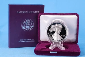 USA 1 Dollar 1990 American Silver Eagle "S" 1 oz Silber PP / Proof in Ovp. - Bild 1 von 3