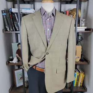 Joseph Feiss Gold Men's Sport Coat Blazer Two Button Brown Plaid Wool Size 40R - Picture 1 of 18