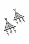 KILLSTAR Heaven Sent Statement Earrings Pyramid Ankh Silver Finish White Acrylic