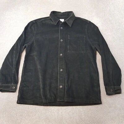 M&S Mens Shirt XL Green Dark Corduroy Cord Worker Overshirt Jumbo Jacket Field - Image 1 of 4