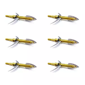 6PCS 2 Blade 2'' Cut expandable Broadhead 100Grain Bow Hunting Archery Arrowhead - Picture 1 of 9