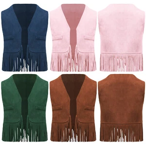 Baby Boy Vest Masquerade Western Cowboy Parties Cosplay Costume Tassels Suede - Picture 1 of 55