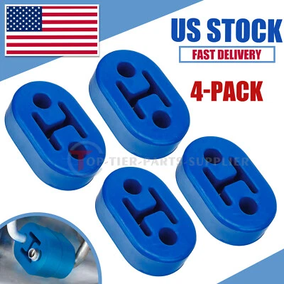 4 PIEZAS Perchas de tubo de escape de goma Silenciador ajustable Azul para Universal La mayoría de los Coches Foto 1 de 4