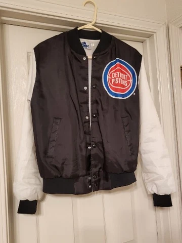 Vintage Mens Chalk Line Detroit Pistons Graphic Ball Hoop Jacket Size Small S Cover