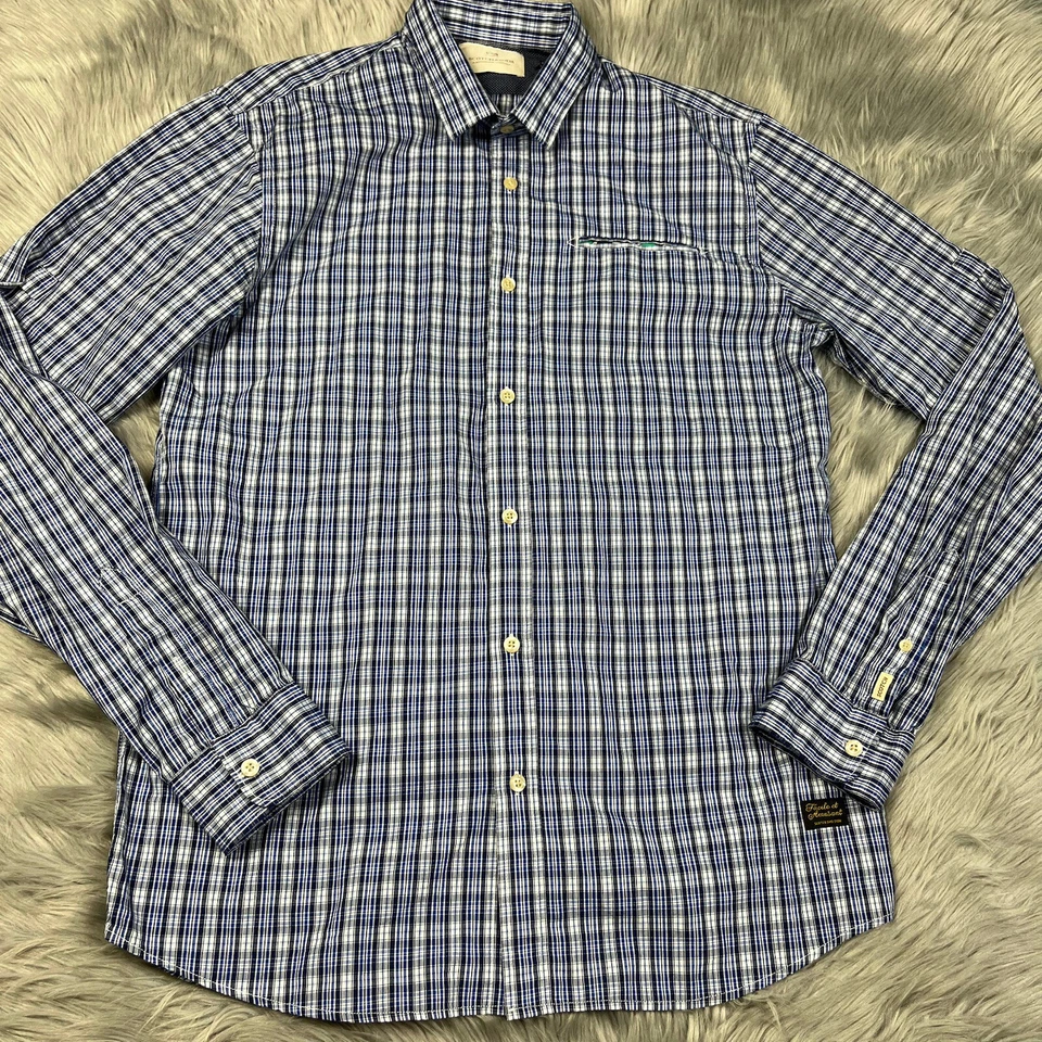 Camisa Cuadrada de Bolsillo Manga Larga a Cuadros Azul Scotch And Soda Talla Grande Foto 1 de 4