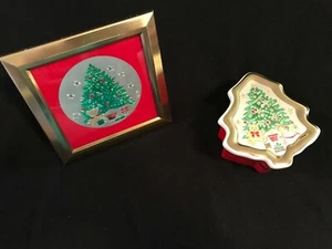 Juego de 2 El Arte de Chokin Caja de Baratijas Marco de Imagen Árbol de Navidad Oro 24k - Imagen 1 de 9