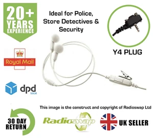 MP3 STYLE WHITE DUAL EARPIECE WITH MIC & PTT FITS VERTEX ONE-PIN TWO WAY RADIO - Picture 1 of 8