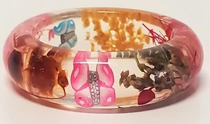 Ring Real Natural Pressed Flowers in Resin Unisex SZ 9 Pink/Gold/Blue/Red/Green - Picture 1 of 10