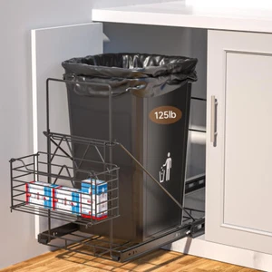Cabinet Trash Can Pull Out Kit with Removable Garbage Bag Holder Under Sink - Picture 1 of 7