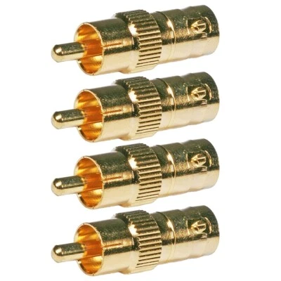 4 Pcs BNC Female to RCA Male Coax Coaxial Adapter Connector Converter CCTV Gold - Image 1 of 3