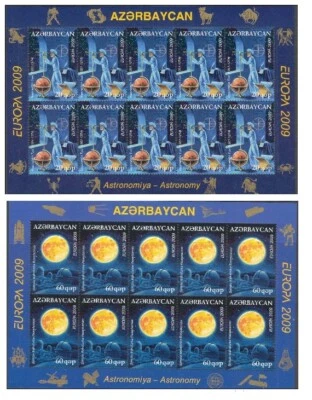 Azerbaiyán 2009 * ESPACIO * Europa CEPT - Astronomía * 2 HOJAS * MNH Foto 1 de 2