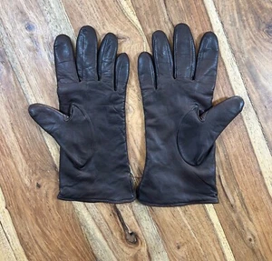 Brown Soft Lambskin Italian Leather Cashmere Lined Women’s Size 8 Gloves - Picture 1 of 15