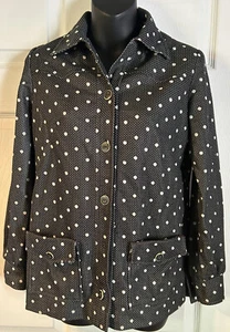 Vintage 70er Damen Hemd Knopfleiste Polyester Handarbeit schwarz gepunktet Retro M - Bild 1 von 9