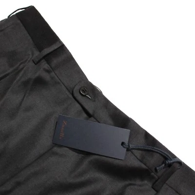 Pantalones de vestir plisados Zanella platino nuevos con etiquetas talla 42 US Bennett lana gris oscuro liso Foto 1 de 4