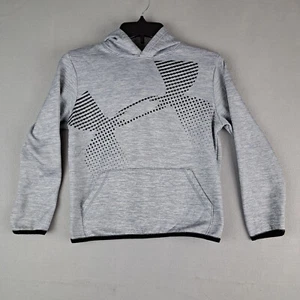 Under Armour ColdGear Youth Large Gray Hooded Sweatshirt Logo Graphic - Picture 1 of 10