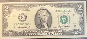 2009 $2 **Star Note** Dallas District FR. # 1939K* UNC 512,000 PRINTED - Picture 1 of 1