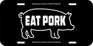 PIG PORK HOG FARMER EAT ASSORTED COLORS BLACK ALUMINUM METAL LICENSE PLATE 10 - Bild 1 von 9
