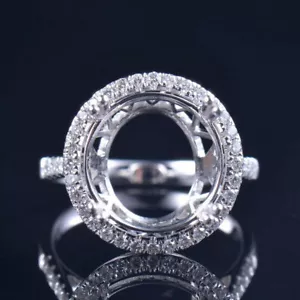 Custom Vintage Round 13MM Platinum Natural Diamond Halo Ring Semi Mounting - Picture 1 of 10