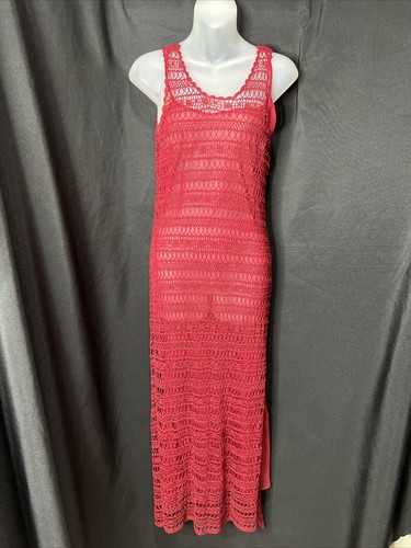 UNDERCOVER Maxi abito lungo all'uncinetto anni '90 Victoria's Secret oro trasparente etichetta all'uncinetto abito lingerie medicato