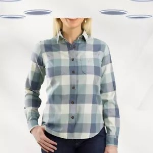 Ex Carhartt Womens Plus Size Rugged Flex Relaxed Fit Flannel Plaid Shirt in Blue - Picture 1 of 3