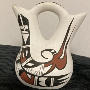 Vintage mexikanische Doppelhochzeit Blumen Keramik Vase Künstler signiert. - Bild 1 von 6