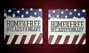 2 Patriotic 4inx4in Sealed Cardboard COASTERS - Picture 1 of 1