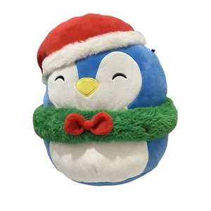 Squishmallow Puff the Penguin Christmas Wreath and Santa Hat Plush 12 Inch - Picture 1 of 6