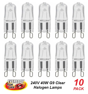 10 x 240V 40W G9 Halogen Light Lamp Globes Capsule Bulbs Bi-Pin Dimmable Clear - Image 1 of 4