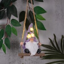 Solar Gonk on a Swing Hanging Gnome Decorative Garden Light Ornament