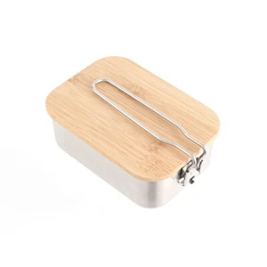 Outdoor Bamboo Wood Cutting Board Cover Box Camping Soup Pot Portable Picnic Box - Picture 1 of 12