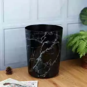 Mainstays 5 Gallon Trash Can, Plastic Office Bathroom Wastebasket Black Marble - Picture 1 of 5