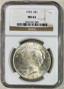 Dollaro della pace in argento 1923, NGC MS-63 - Foto 1 di 2