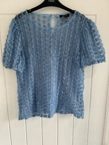 New Look Pale Blue Floral Lace T-Shirt Size:12 - Picture 1 of 4