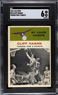 1961-62 Fleer CLIFF HAGAN St. Louis Hawks Action #53 SGC 6 EX/NM Condition - Image 1 of 2