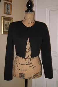 CHOPIN italienische schwarze Cropped Waffelmuster Bolero Shrug Jacke ~ Gr. 44 US 6/8  - Bild 1 von 12