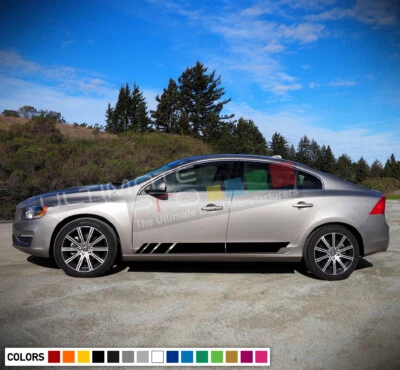 Kit de calcomanías a rayas laterales para Volvo S60 faldón exterior actualización K2014 2023 Foto 1 de 4