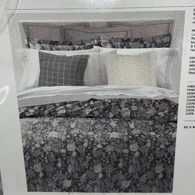 Funda nórdica Ralph Lauren Avery completa/gris reina crisantemo floral 92 X 96 Foto 1 de 4