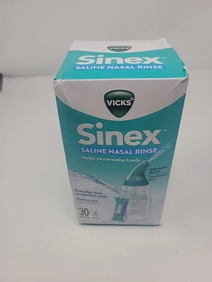 1 Botella + 30 Paquetes de Recarga Vicks Sinex Salina Enjuague Nasal Kit de Inicio, Medicamento Foto 1 de 4