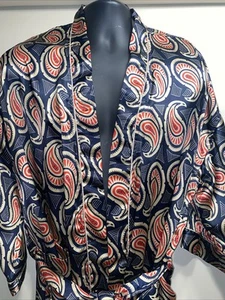 Vintage Christian Dior Monsieur Herren Morgenmantel mit Gürtel One Size Navy Paisley - Bild 1 von 6