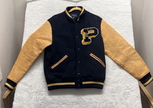Polo Ralph Lauren Letterman Varsity Jacke Leder Rugby Mantel P Wing Gr. M Vintage - Bild 1 von 24