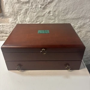 Vintage Reed & Barton Cherry Wooden Silverware Storage Chest - with Nameplate - Picture 1 of 17