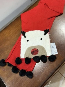 Urlaub Weihnachten Rudolph Damen Schal länglich Schalldämpfer 64x10 $32 Etikett - Bild 1 von 5