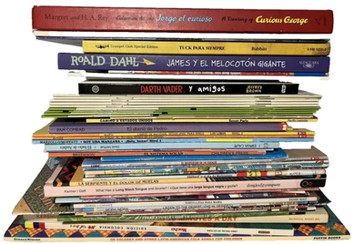 HUGE Lot 58 SPANISH Espanol ESL Bilingual Children's Picture Books Set VERY GOOD - Image 1 of 4