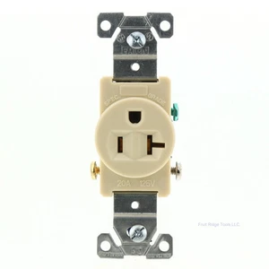 Eaton Electric Ivory COMMERCIAL Single Outlet Receptacle 5-20 125V 20A 1877V - Picture 1 of 5