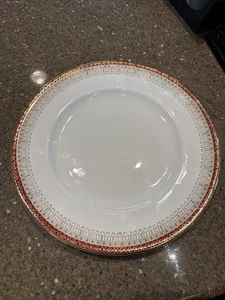 4 Majestic Royal Grafton Fine Bone China Red Border Dinner Plates - Picture 1 of 4
