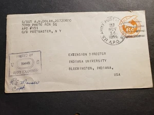 APO 151 CHARLEROI, BELGIUM 1944 Censored WWII Army Cover 33rd PHOTO RCN APO 157 - Picture 1 of 2