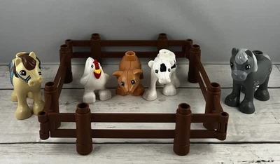 Lego Duplo Farm Animal Cow Horse Chicken Lot  Interlocking Fence - Image 1 of 4