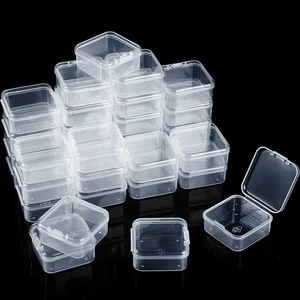 48 Packs Clear Small Plastic Containers with Hinged Lid (1.7 X 1.7 X 0.79 Inches - Picture 1 of 12